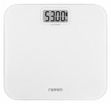 Vonios svarstyklės Raven Eco Power EW015, 180 kg, be baterijų, stiklinės, baltos