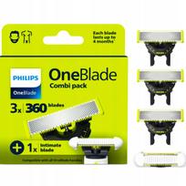 Keičiamos galvutės Philips OneBlade 3x 360 ir 1x Intimate QP949/50, tinka QP skustuvams