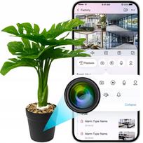Mini WiFi slaptos kameros vazonėlyje, valdymas per Android