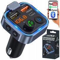 Automobilinis Bluetooth FM siųstuvas su MP3, USB-C, QC, 3.0A ir 1.0A USB įkrovikliu
