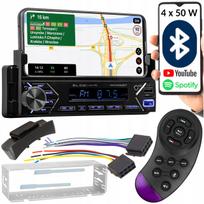 Automagnetola 1-DIN su „Bluetooth“, RDS, USB, AUX, SD, laikikliu telefonui ir nuotolinio valdymo pultu