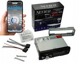 Automobilio radijas 1-DIN su Bluetooth, 2x USB, mikrofonu, Android programėle, AUX, SD, spalvotas ekranas