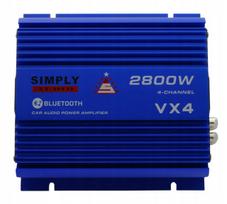 Automobilinis stiprintuvas Simply Audio VX4, 4 kanalai, USB, SD, Bluetooth, su nuotolinio valdymo pultu