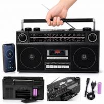 Nešiojamas radijo ir kasetinis grotuvas su MP3, Bluetooth, Boombox, tinka stovyklavimui