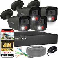Vaizdo stebėjimo rinkinys 4 kameros 8 Mpx 4K IP PoE su išoriniu kietuoju disku