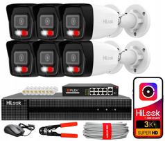 Stebėjimo kamera rinkinys HiLook by Hikvision, 6 IP kamerų, 6 MP, lauko, PoE, su programėle