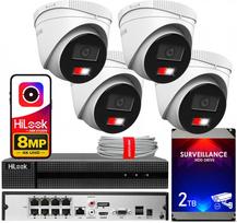 Vaizdo stebėjimo rinkinys HiLook Hikvision, 4 POE 8MP kameros, 4K, 2TB įrašymo talpa