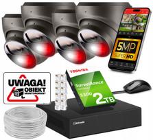 Vaizdo stebėjimo kamera PoE rinkinys, 4 kameros, 5MP, pilka, su garsu, 2TB