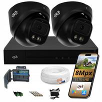 Vaizdo stebėjimo rinkinys su 2 analoginėmis kameromis, 8 Mpx, 4K, LED/IR, AHD/TVI