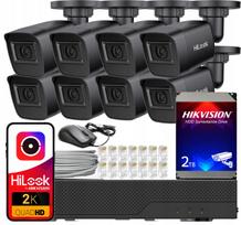 Vaizdo stebėjimo komplektas HiLook Hikvision, 8 PoE IP kameros, 4 MP, juodos