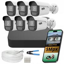 Vaizdo stebėjimo rinkinys su 6 IP PoE 5Mpx cilindrinėmis kameromis, skirtas įmonėms ir parduotuvėms, su AI DVS