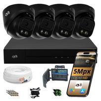 Vaizdo stebėjimo sistema su 4 analoginėmis 5MP kameromis, dviem IR LED, metalinės, juodos