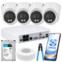 Lauko IP kamera Dahua, 4 Mpx, PoE, kupolinė, 4 vnt., dvigubas apšvietimas