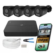 IP vaizdo stebėjimo rinkinys DVS, 4K, 8 Mpx, 4 lauko kameros, juodas, su analitika