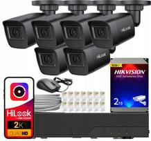 Vaizdo stebėjimo rinkinys Hikvision su 6 PoE kameromis 4MP, 2K+, išorinis HDD, juodas