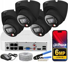 Vaizdo stebėjimo rinkinys DAHUA 6Mpx IP POE su 4 juodomis IPC-HDW1639T-A-IL kameromis