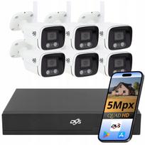 Vaizdo stebėjimo rinkinys su 6 išorinėmis 5MP WiFi metalinėmis kameromis ir įrašymo įrenginiu