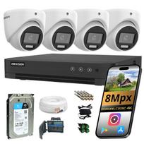 Vaizdo stebėjimo rinkinys Hikvision, 4 kupolinės 4K 8Mpx kameros, IR LED, AI AcuSense, 1TB diskas