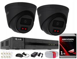 Vaizdo stebėjimo sistema Hikvision HiLook, 2x 4MP IP kameros, PoE, 1TB diskas, juoda