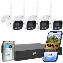 Belaidžių vaizdo stebėjimo kamerų rinkinys 4x 5MP su 1TB disku, baltos spalvos