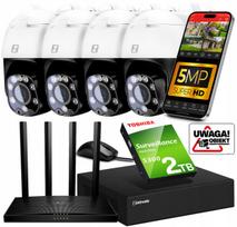 Vaizdo stebėjimo sistema su WiFi, 4 sukiojamos 5MPx kameros, žmogaus atpažinimas, 2TB garsas