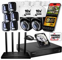Stebėjimo sistema su 8 WiFi kameromis, 8 Mpx, 10x optinis priartinimas