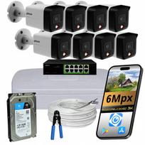 Vaizdo stebėjimo kamerų rinkinys DAHUA, 8 PoE IP, 6 Mpx, su Dual LED, 1TB