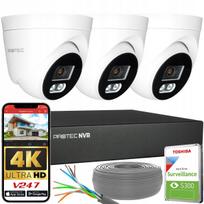 Vaizdo stebėjimo rinkinys su 3 IP kameromis 8MP 4K POE, žmonių aptikimas, HDD