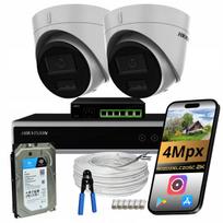 Vaizdo stebėjimo rinkinys Hikvision su 2 IP PoE kameromis, 4 Mpx, dvigubi IR LED, 1 TB diskas