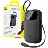 Išorinė baterija BASEUS 20000 mAh, 45W, su integruotais USB-C laidais, 4 įrenginiams