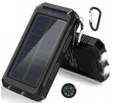 Išorinė saulės baterija 20000mAh, 2 USB, žibintuvėlis