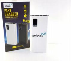 Išorinė baterija INFINITII, 20000 mAh, 22,5 W, balta, USB-C/micro, greitas įkrovimas