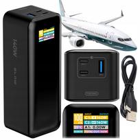 Išorinė baterija 27000mAh, 140W, QC, PD, USB-C, LCD ekranas, tinkama nešiojamiems kompiuteriams ir lėktuvams