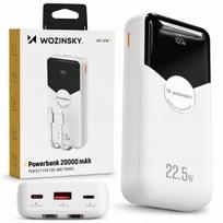 Išorinė baterija 20000mAh, greitas įkrovimas 22,5W, PD20W, USB-C, integruoti laidai