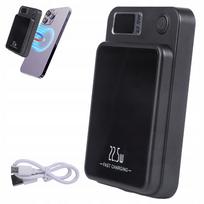 Belaidis magnetinis išorinis akumuliatorius 10000 mAh, juodas, suderinamas su iPhone MagSafe