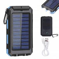 Saulės energijos išorinė baterija 30000 mAh, greitas įkrovimas, atsparūs vandeniui integruoti laidai