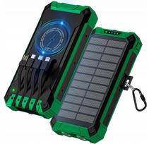 Išorinė baterija 30000mAh su saulės įkrovimu, belaidžiu krovimu, LED žibintuvėliu ir 6 USB lizdais
