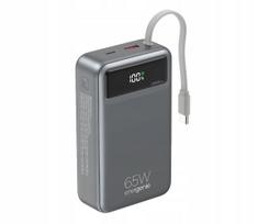 Išorinė baterija Gembird 65W 20000 mAh su LCD ekranu, USB-C laidu, 1x USB-A ir 1x USB-C