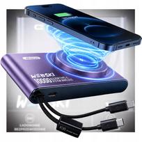 Magnetinis nešiojamas įkroviklis su Qi2 MagSAFE belaidžiu įkrovimu, Type C ir Lightning laidais