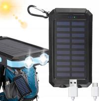 Išorinė baterija su saulės elementu, 10000 mAh, atspari vandeniui, 2x USB, su kompasu