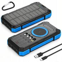 Išorinė baterija su saulės įkrovimu, 26800mAh, 6 USB, LED žibintuvėlis