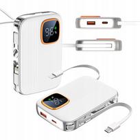 Išorinė baterija 10000 mAh su USB-C ir Lightning laidais, greitas įkrovimas