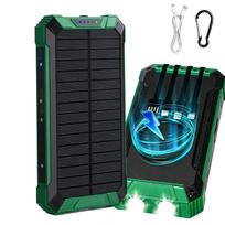 Saulės energijos nešiojama baterija 30000mAh, atspari vandeniui, su galinga USB žibintuvėliu