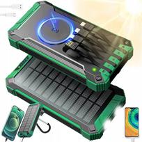 Išorinė baterija su saulės įkrovimu, 26800 mAh, belaidis įkrovimas