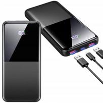 Išorinė baterija 10000 mAh, USB-C ir 2x USB-A, greitas įkrovimas, LED indikatorius