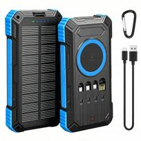 Išorinė baterija 26800mAh su saulės įkrovimu, belaidžiu įkrovimu, LED žibintuvėliu, 6 USB