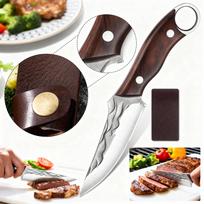 Virtuvinis ir išgyvenimo peilis Viking 22,4 cm, plienas 4Cr13MOV, medinė rankena, EKW1076