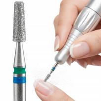 Nagų frezos antgalis Staleks Diamond Duo Cone, mėlyna-žalia, 2,5/8 mm, FA70BG025/8