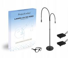 Dviguba UV lempa blakstienų priauginimui ProjectLashes su apsauginiais akiniais, juoda
