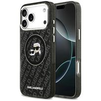 Karl Lagerfeld IML Blizgučios Karl&Choupette Galvos Logo MagSafe Dėklas iPhone 17 Pro Max - Juodas